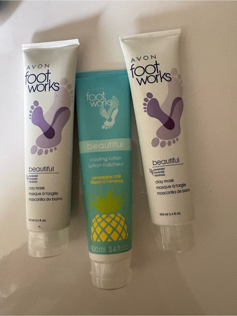 Avon Foot Works Pineapple Cooling Lotion & Clay Masks - Lot of 3